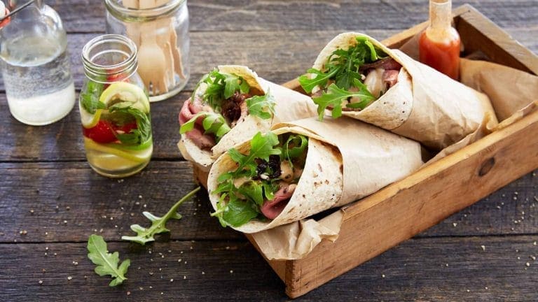 Image of the final roast beef wraps