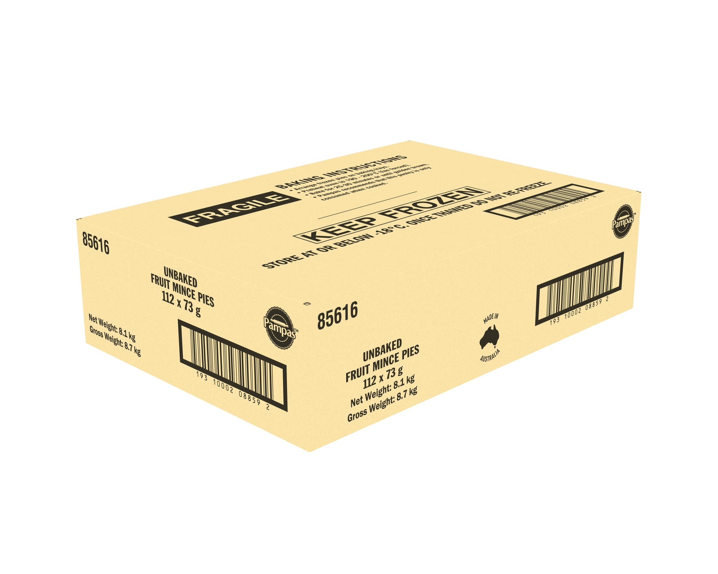 Pampas Unbaked Fruit Mince Pies 112 x 73g