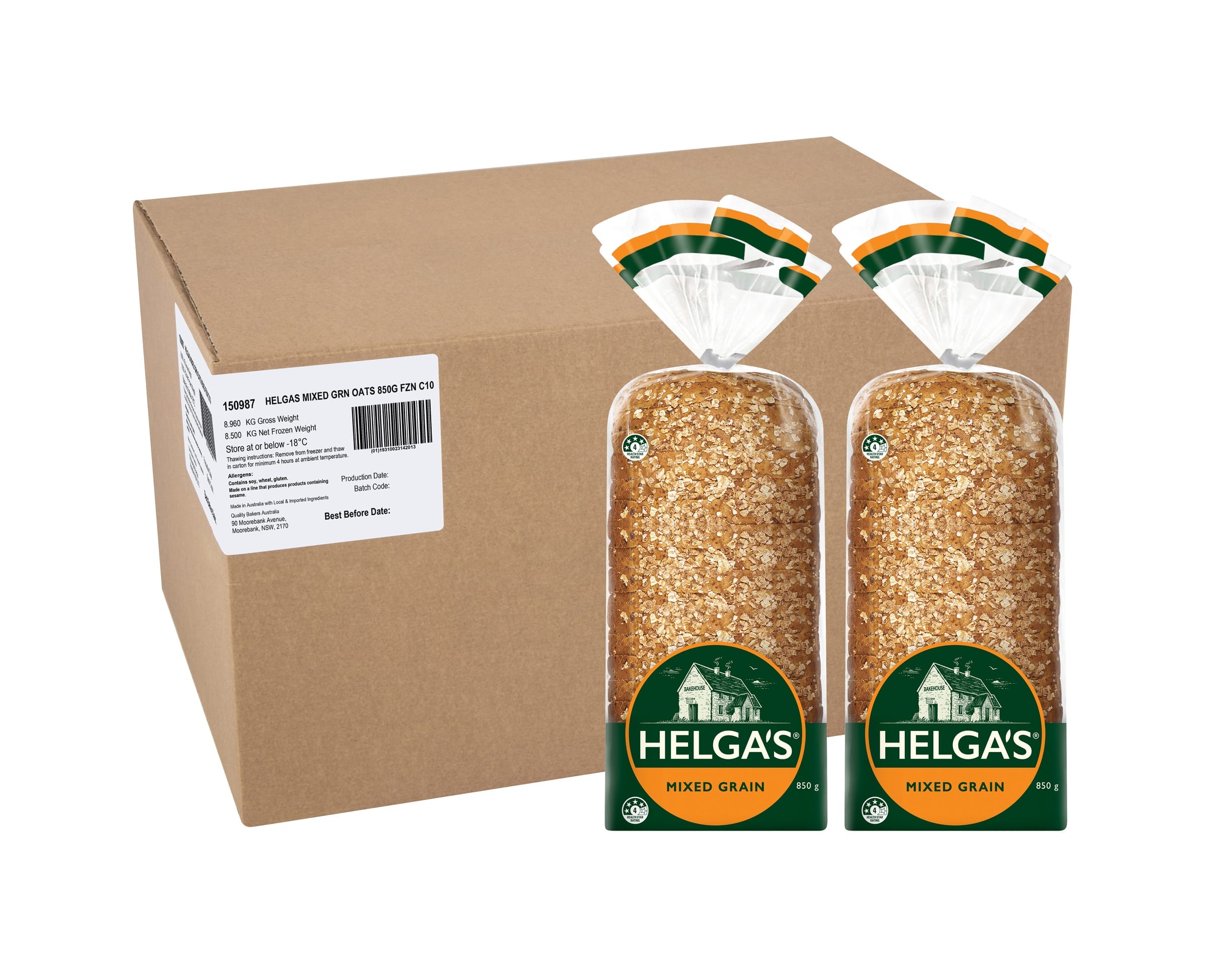 Helgas Loaf Mixed Grain Oats Frozen 8.5 kg