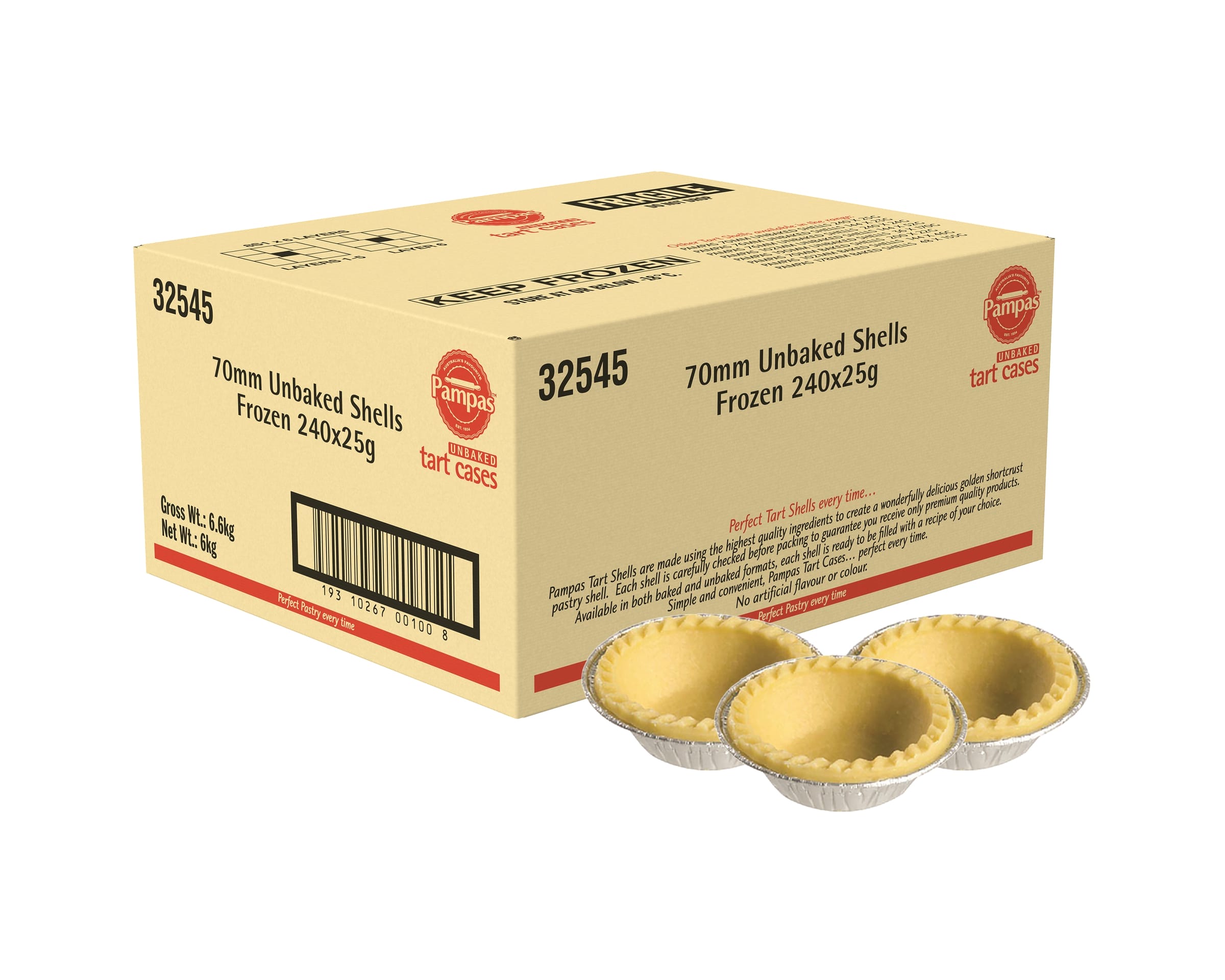 Pampas Unbaked Shells Frozen 240 x 25g